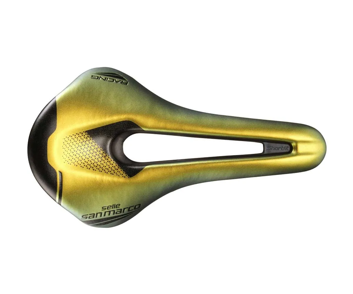 Selle San Marco ShortFit 2.0 Racing Saddle S3 Narrow Iridescent Gold Frame Xslite
