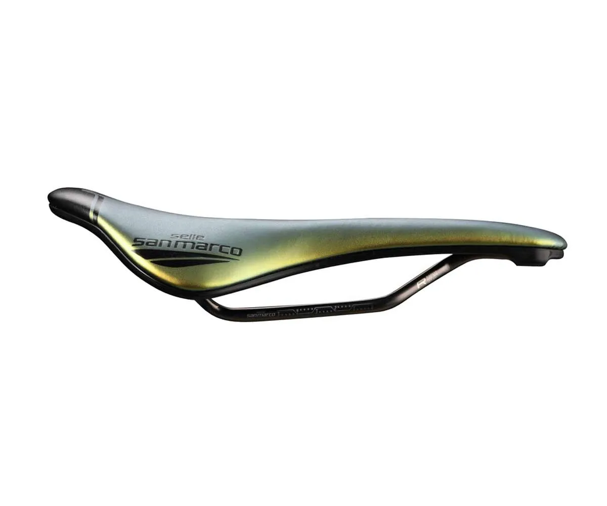 Selle San Marco ShortFit 2.0 Racing Saddle L3 Wide Iridescent Gold Frame Xslite