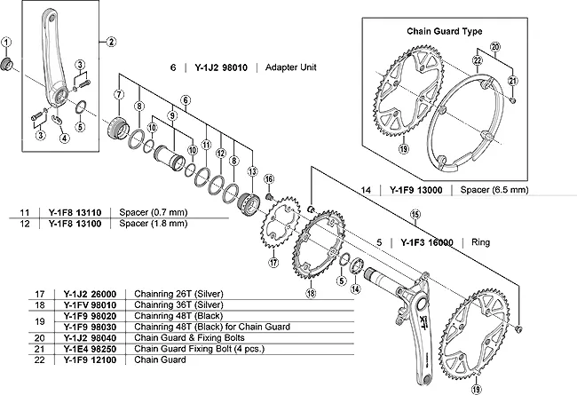 Shimano 1.8 mm spacer ring for Hollowtech II bottom bracket