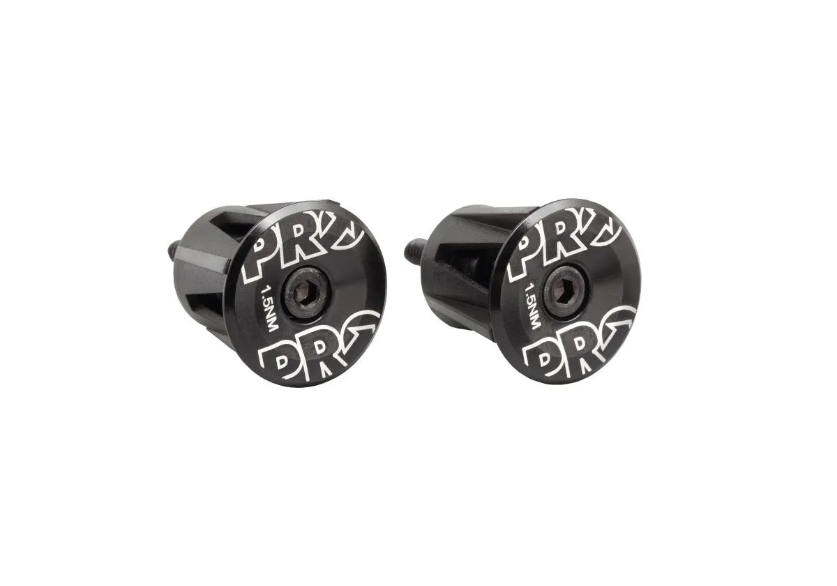 Screw-on handlebar end caps, 17.5–21.5 mm, black aluminium