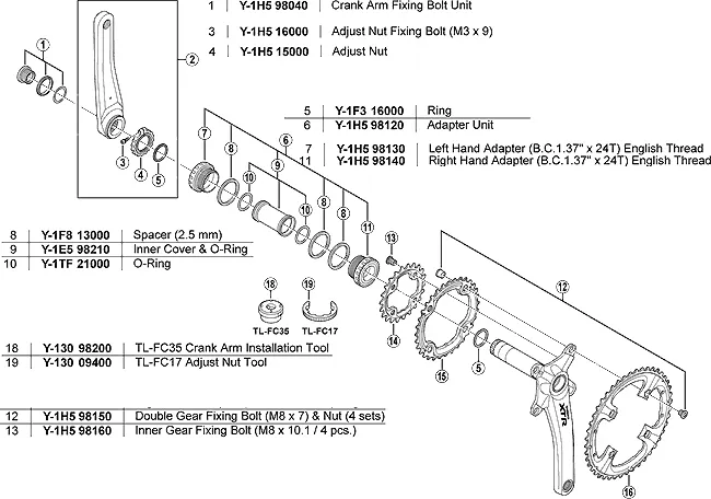 Shimano screw for XTR bearing adjustment nut FC-M970