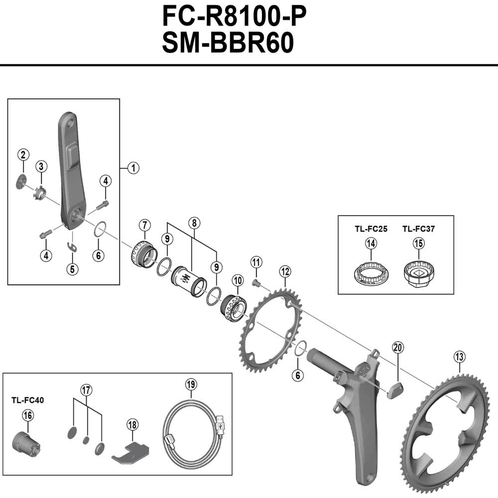 Shimano Ultegra FC-R8100-P Power Meter | Crank without chainrings 170 mm
