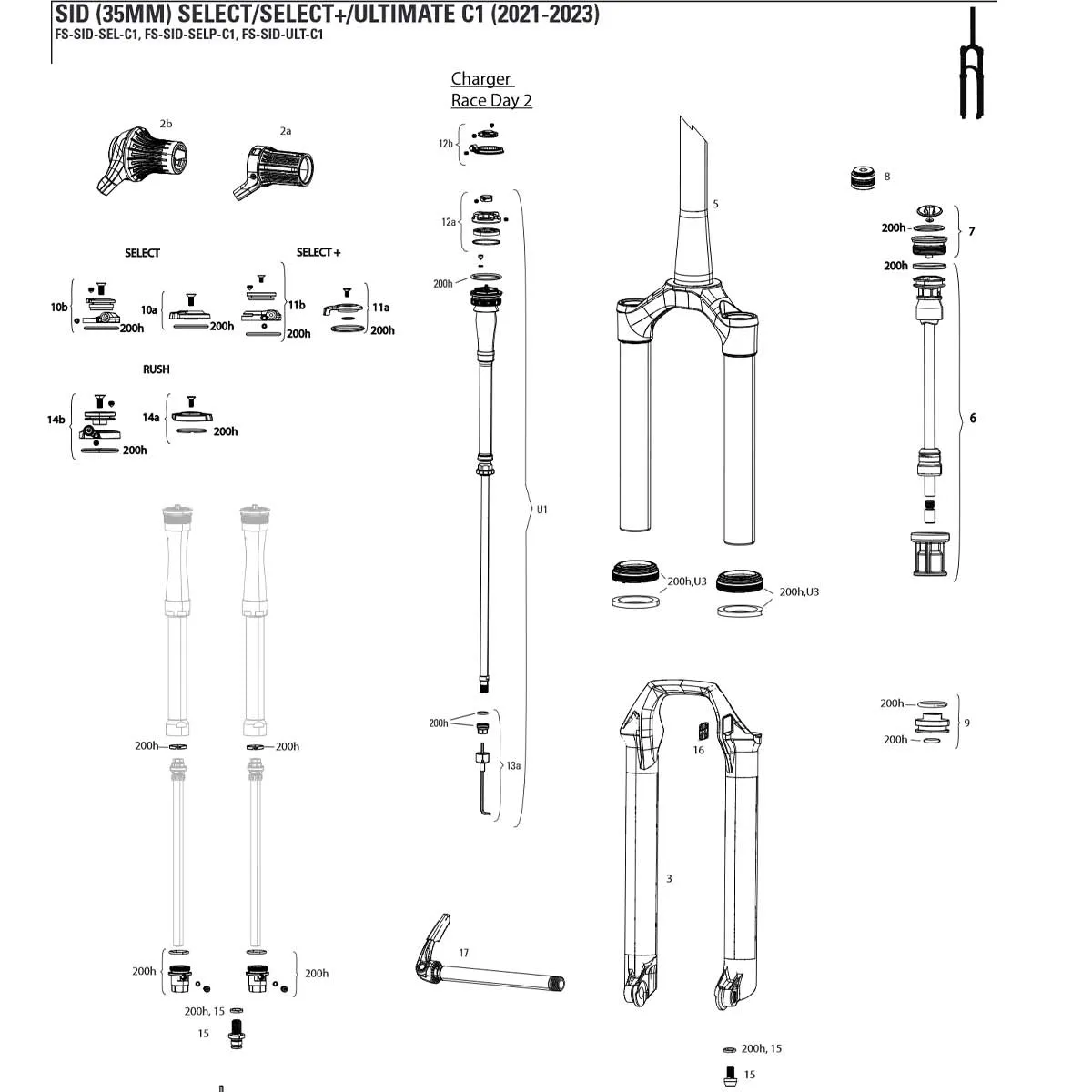 RockShox Sid suspension fork DebonAir model C1 spare part | Charger2 RL adjustment knob