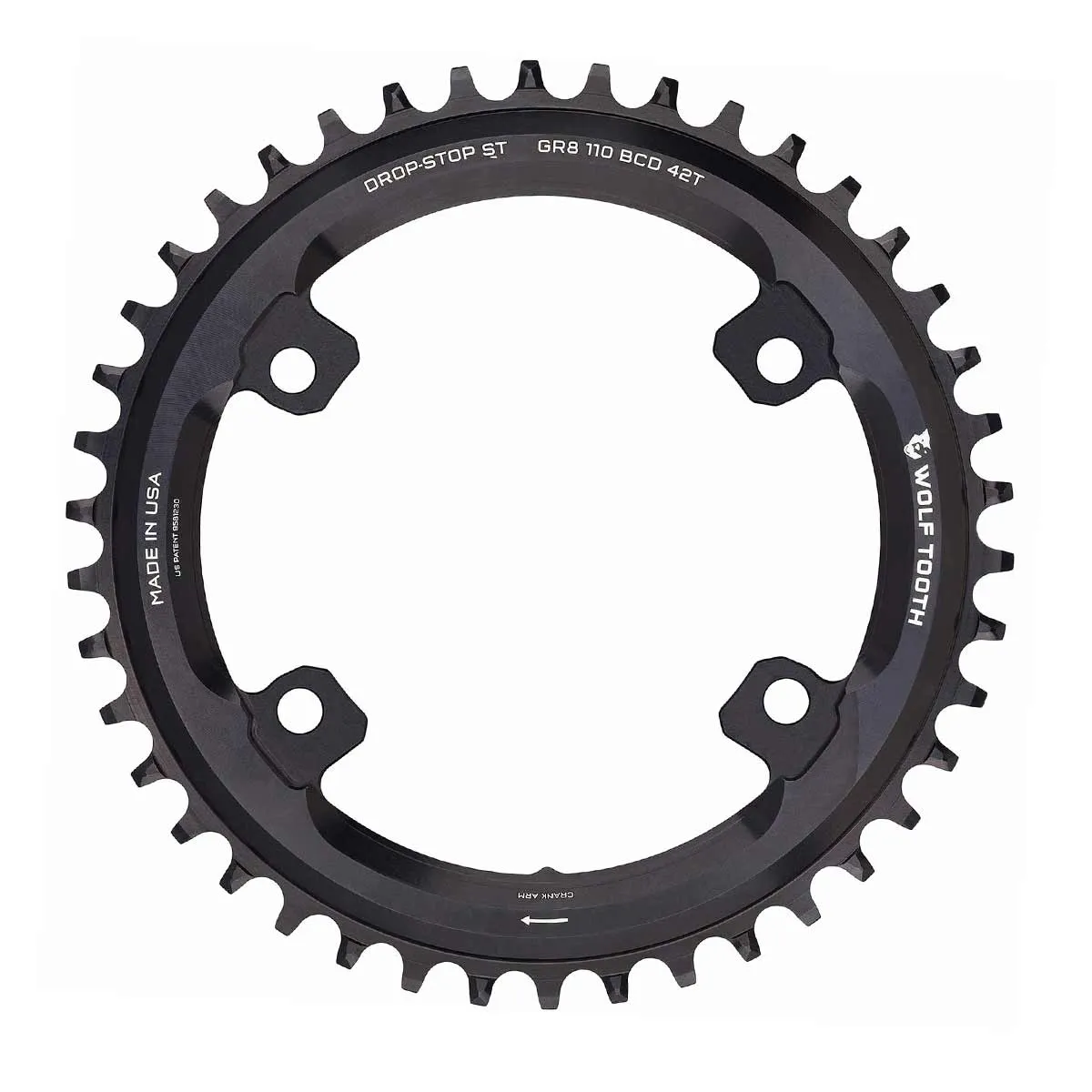 Wolf Tooth Drop-Stop ST Chainring - Shimano GRX 110mm LK HG+ 12-speed 42 teeth