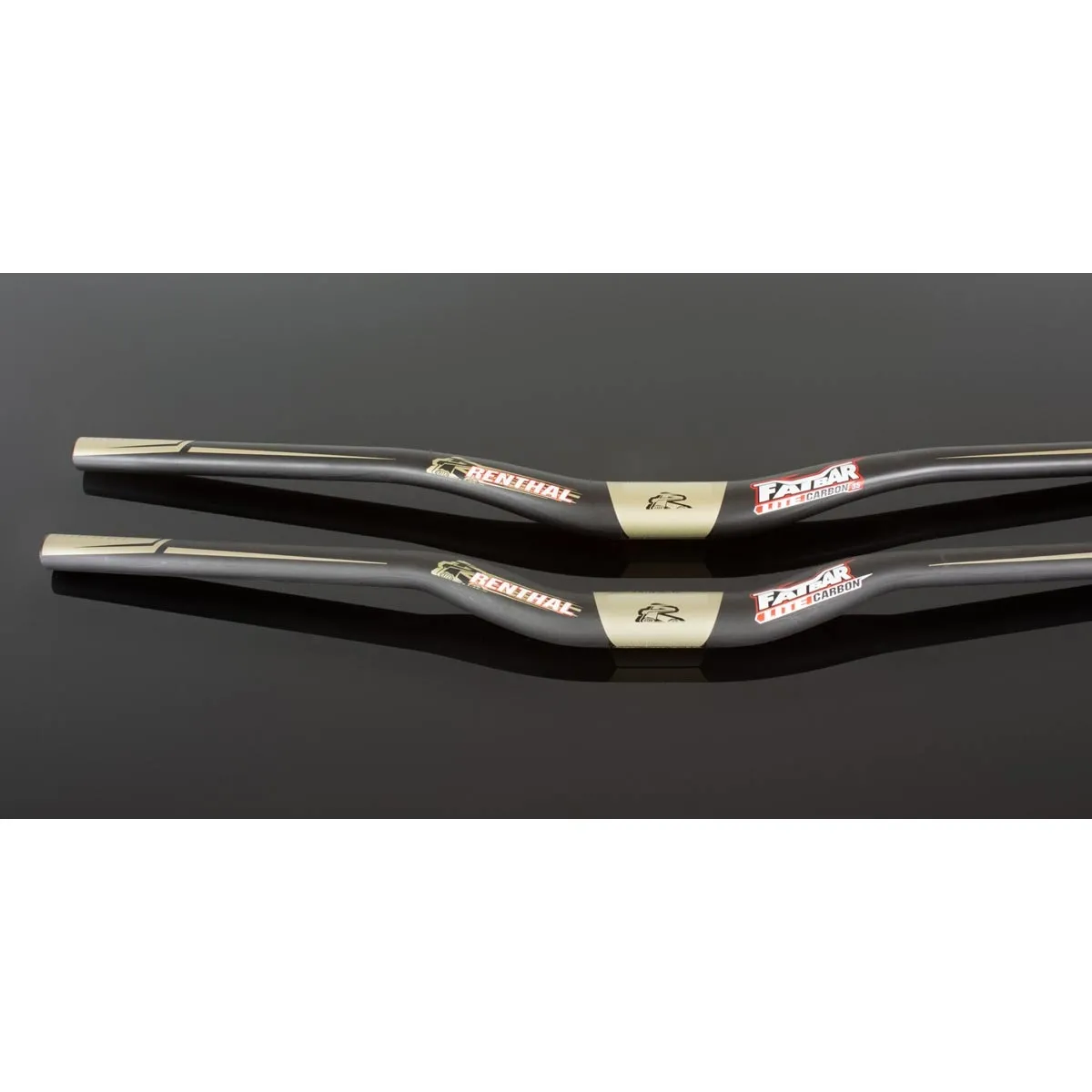 Renthal V2 Fatbar 35 Lite Carbon Riser, 10mm rise, width 760mm, carbon-gold – limited stock