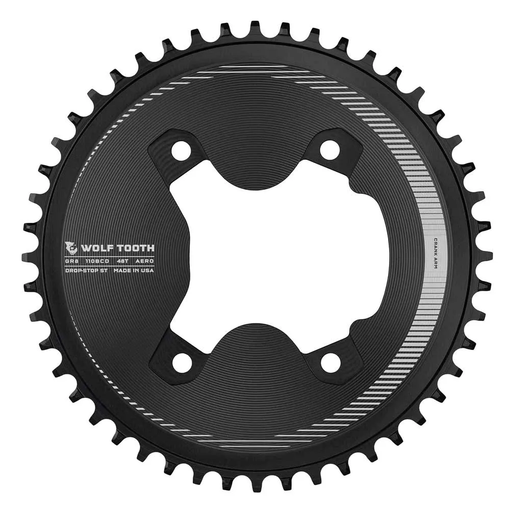 Wolf Tooth Drop Stop ST Aero Chainring HG+ 12-speed – Shimano GRX 110mm asymmetrical 52 teeth