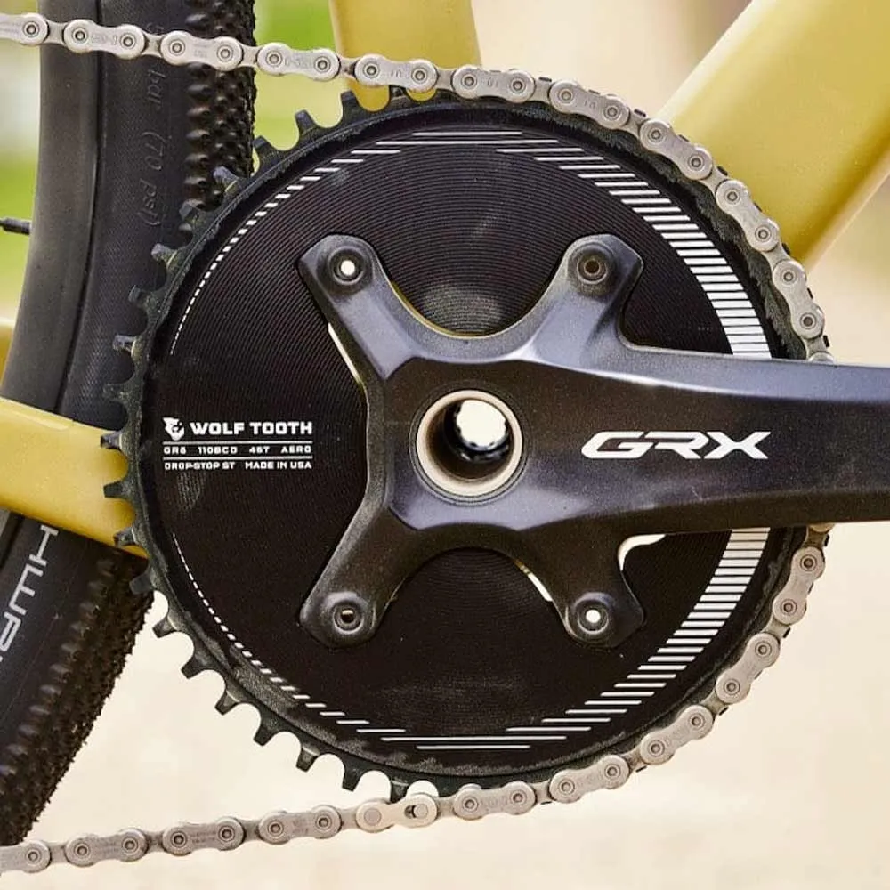 Wolf Tooth Drop Stop ST Aero Chainring HG+ 12-speed – Shimano GRX 110mm asymmetrical 52 teeth