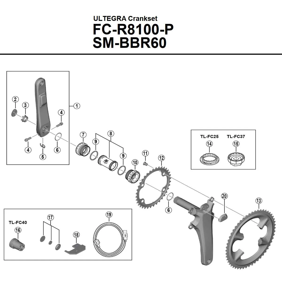 Shimano Ultegra FC-R8100-P Powermeter Crank Spare Part | Cover Cap No. 20