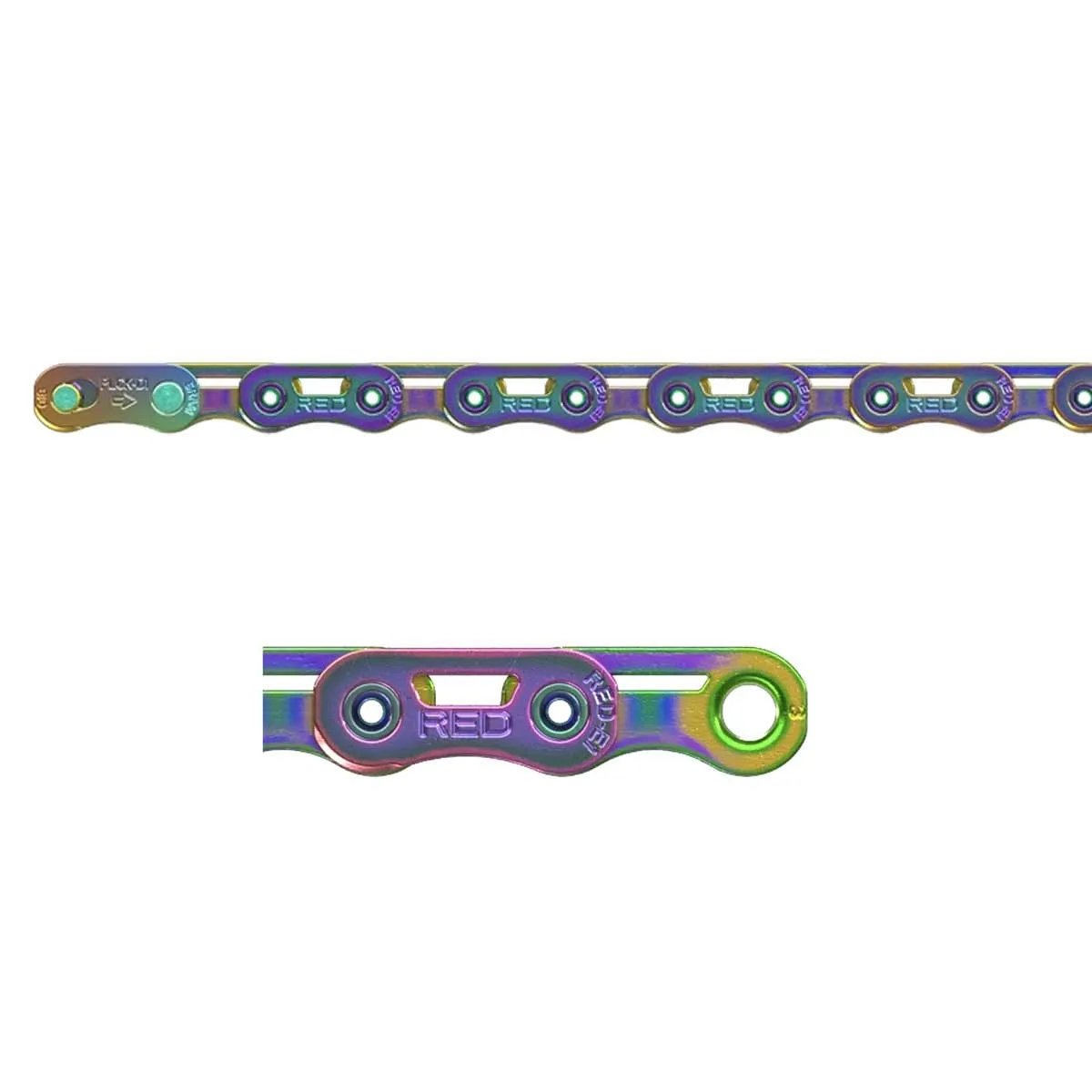 Sram PC RED AXS E1 Flattop 12/13-speed HollowPin rainbow chain, 126 links, incl. Power Lock