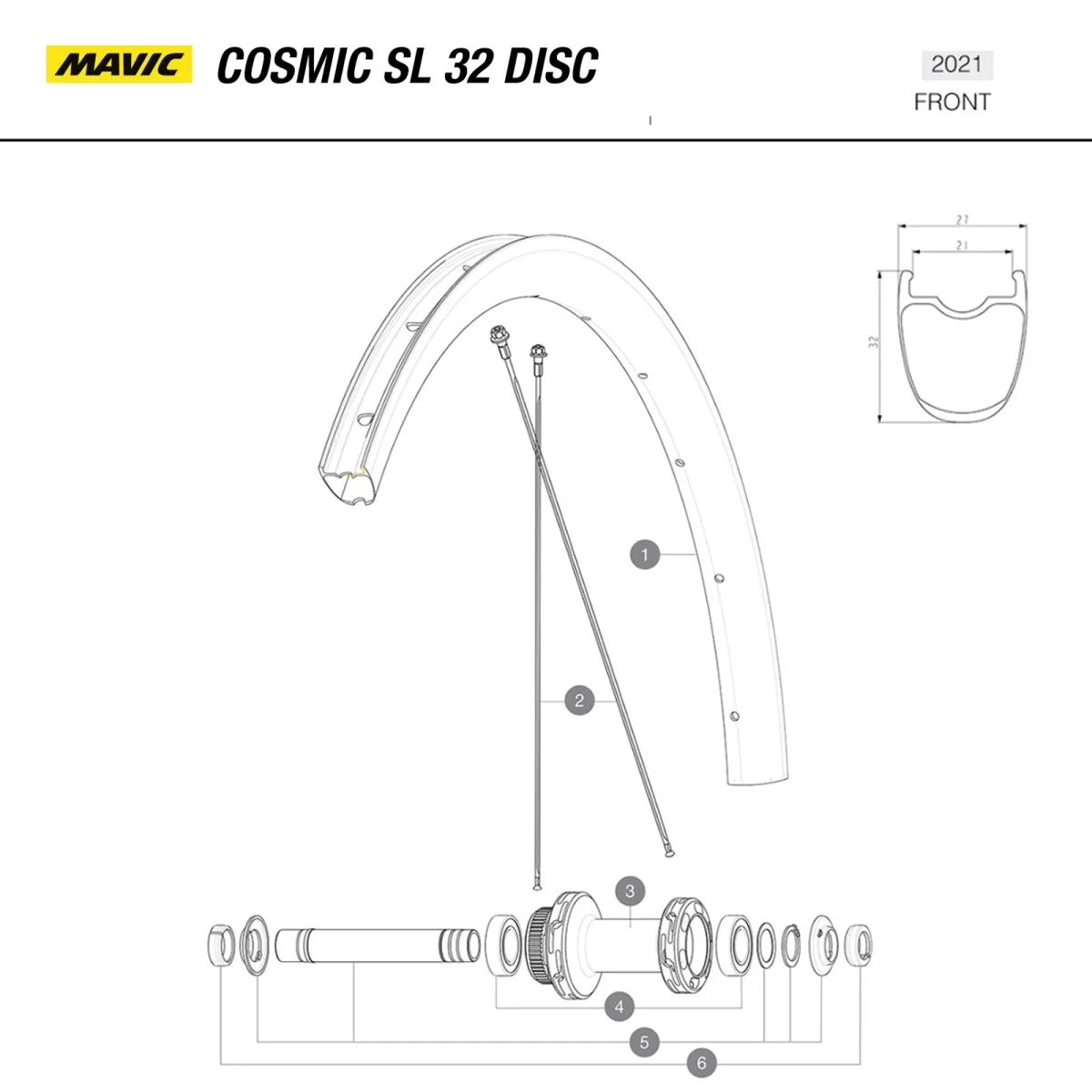 Mavic Cosmic SL 32 DCL Replacement Spoke 284mm