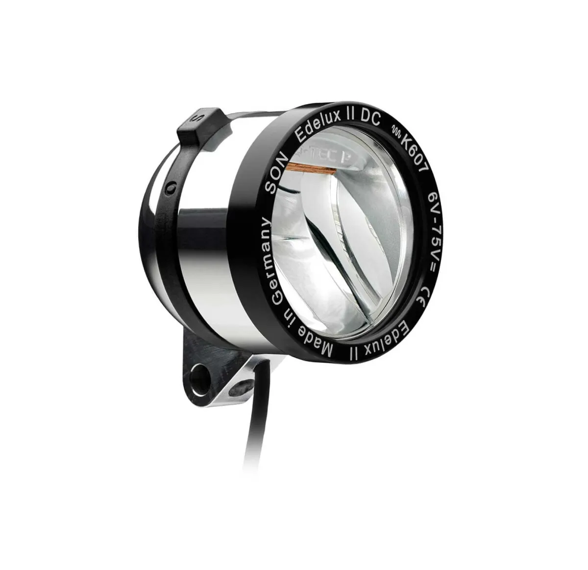 Schmidt Son Edelux II DC E-bike lamp 6–75 volts, polished silver, 140 cm cable