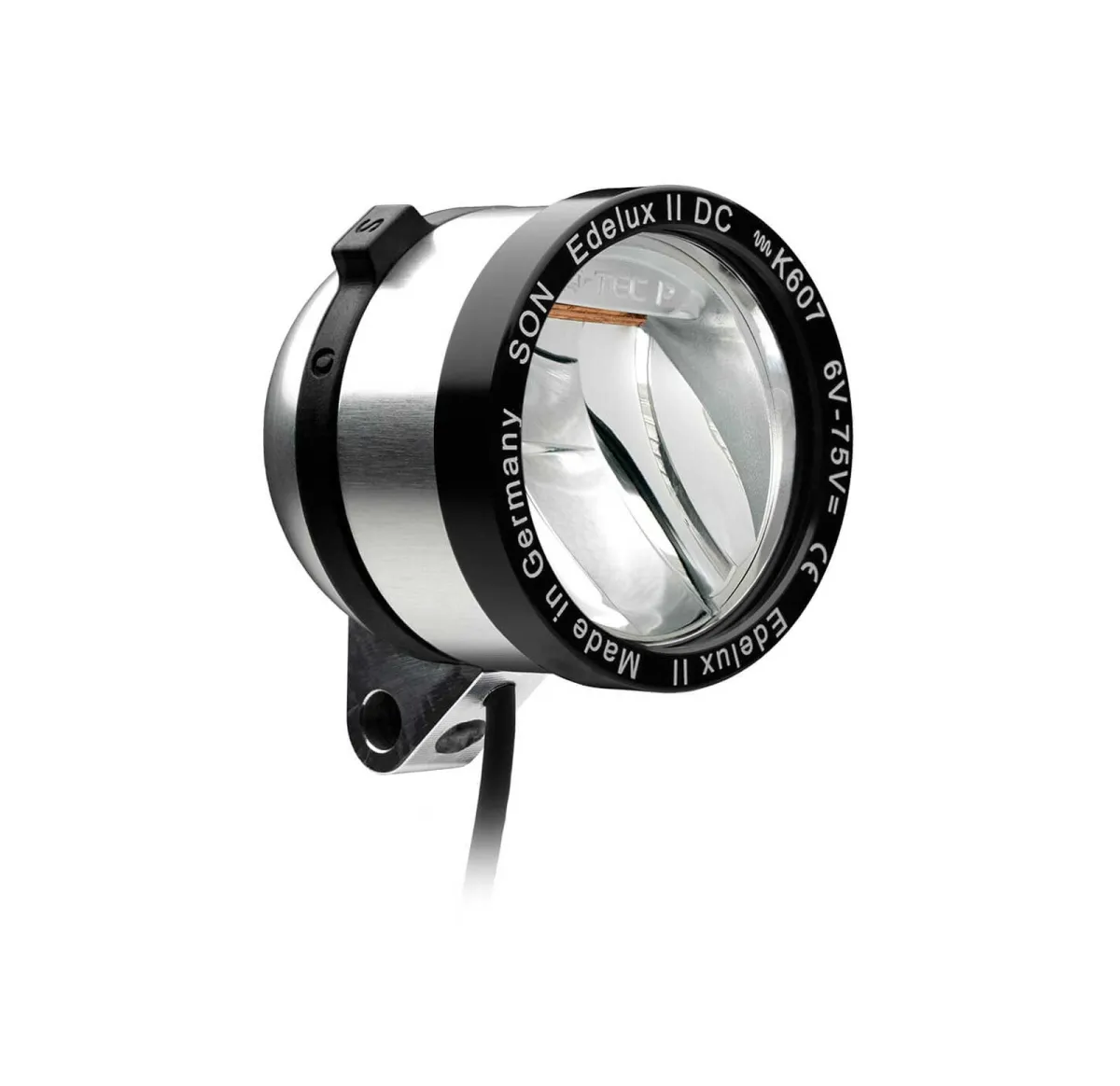 Schmidt Son Edelux II DC E-bike lamp 6–75 volts, silver anodised, 140 cm cable