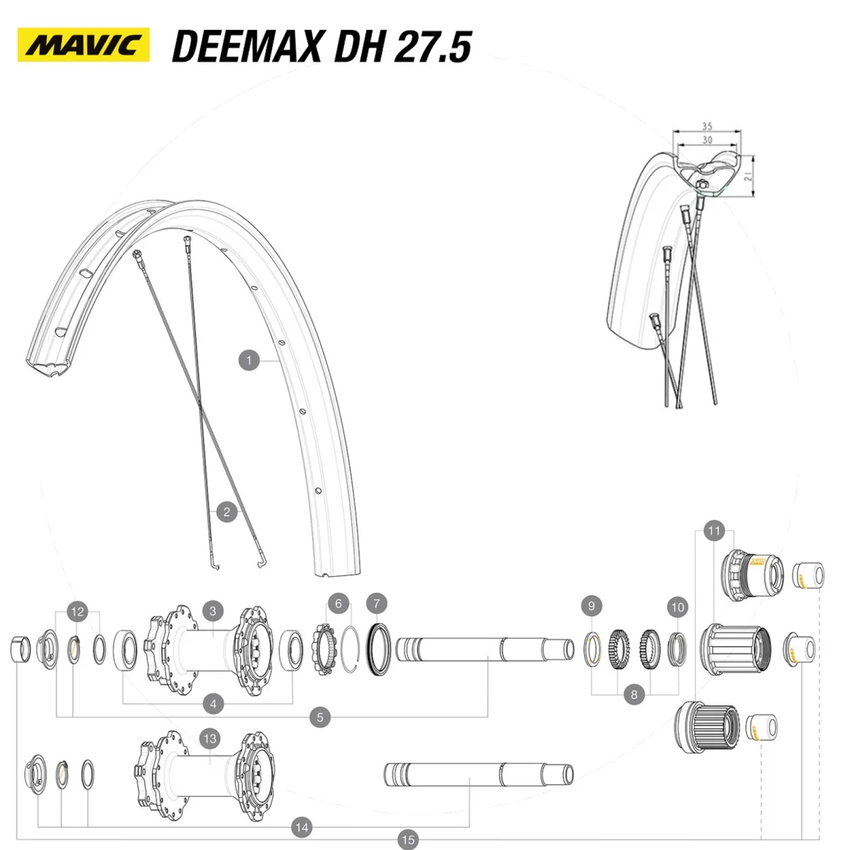 Mavic Deemax DH YLW 27.5-inch replacement rim, 2023 model