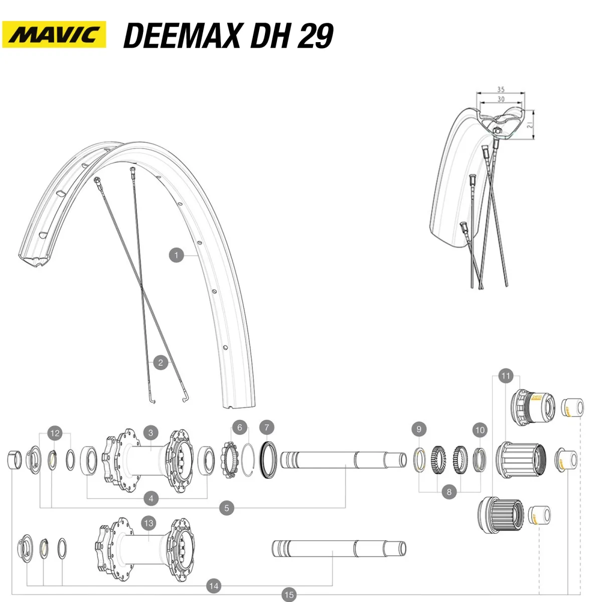 Mavic Deemax DH YWL 29-inch replacement rim, 2023 model