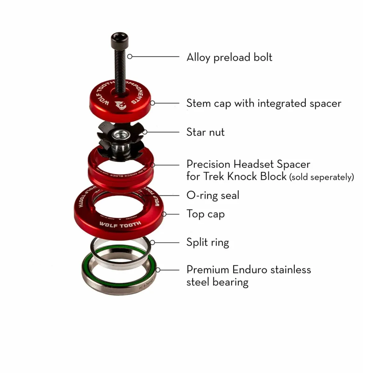 Wolf Tooth Premium Headset Upper Cup Trek Knock Block 1 1/8 inch | IS41 / 28.6 mm Height 8 mm Gold