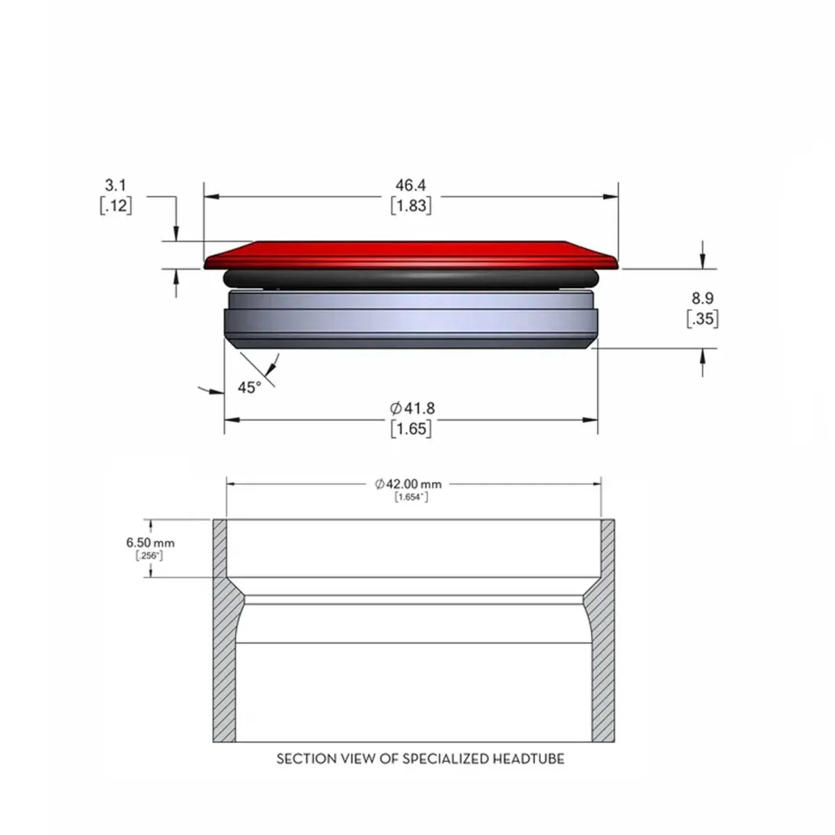 Wolf Tooth Premium Headset Upper Cup Specialized | IS42 / 28.6mm red