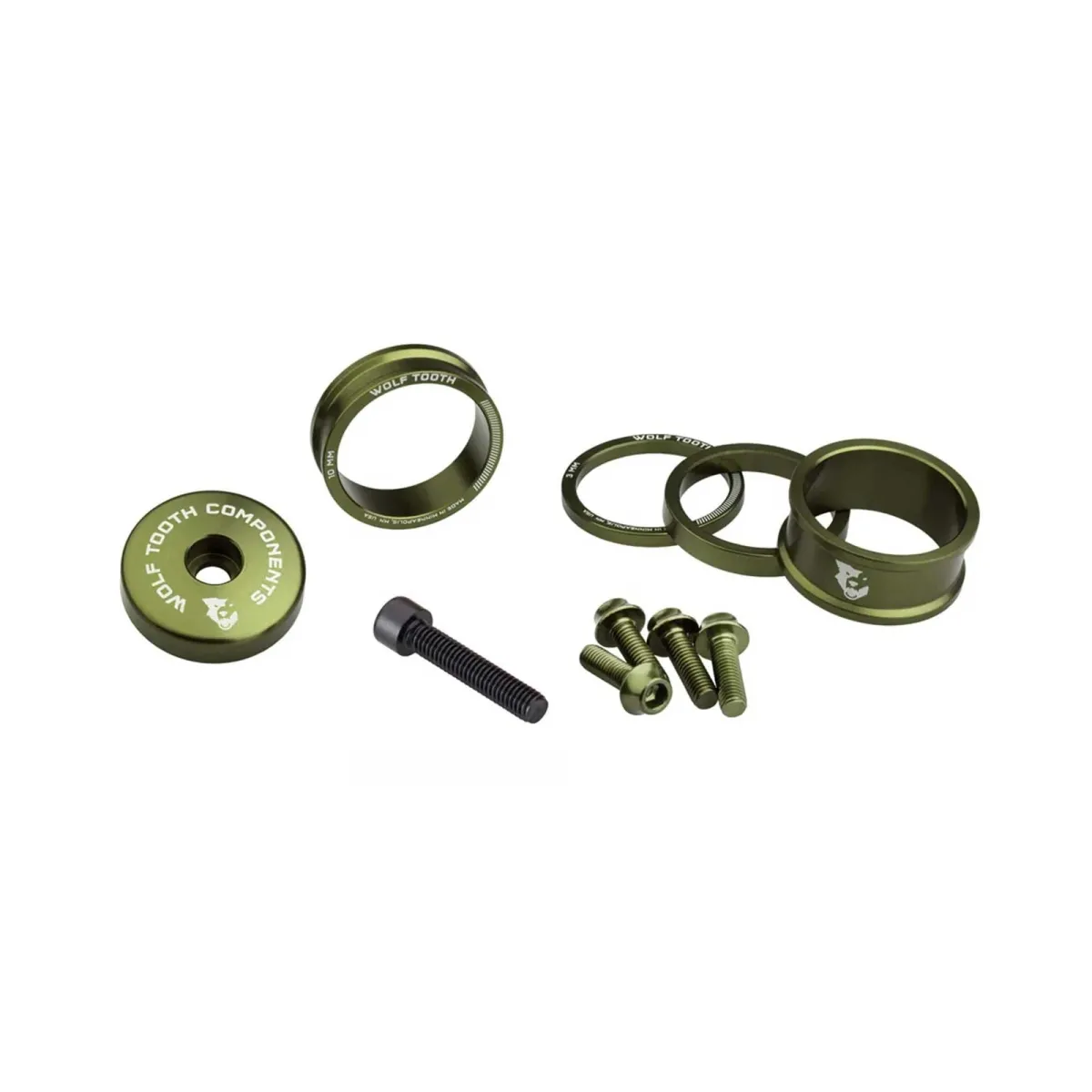 Wolf Tooth Bling Kit 1 1/8 inch | coloured tuning set, olive