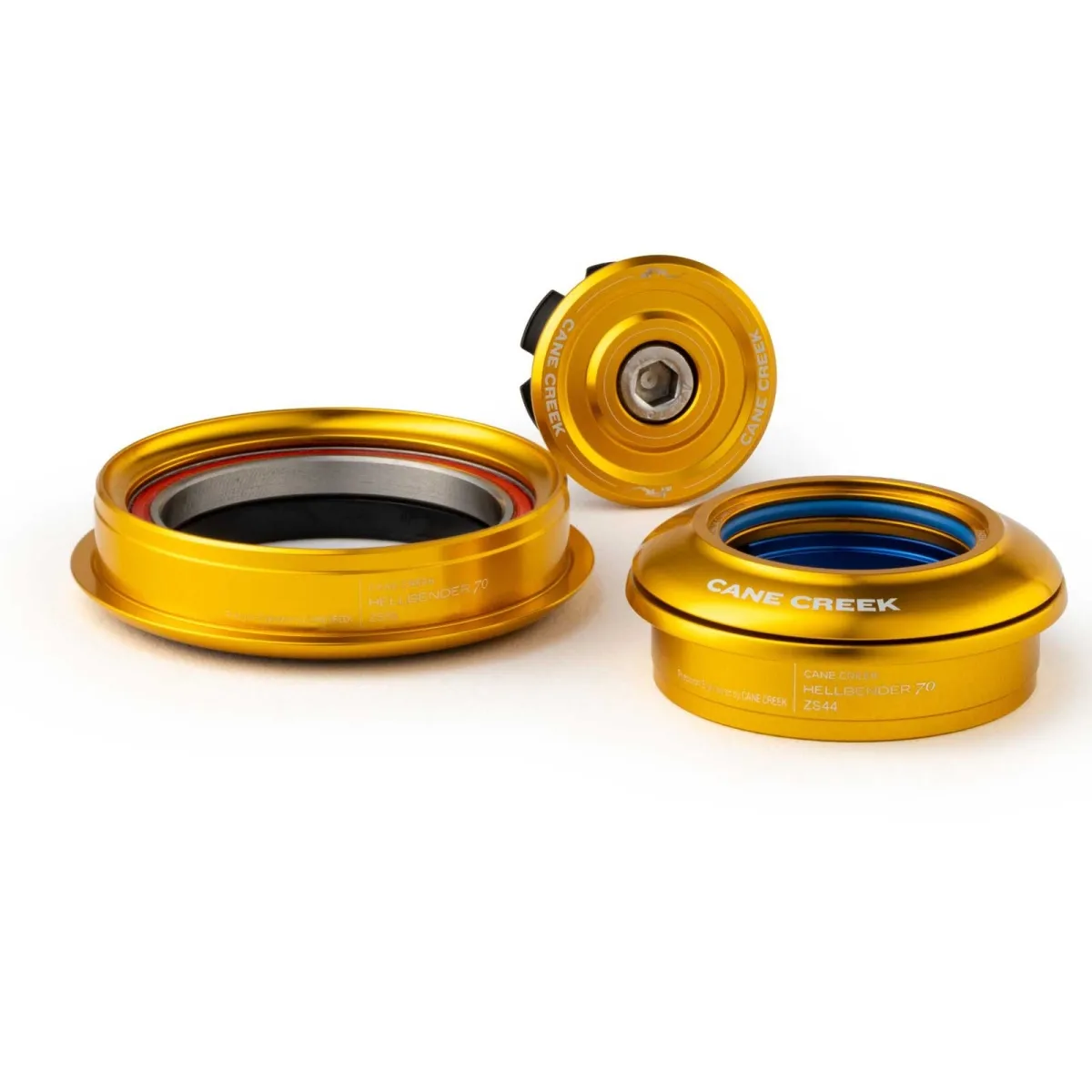 Cane Creek Hellbender 70 Headset Tapered 1 1/8 - 1.5 inches | ZS44/28.6 - ZS56/40 Cap 8mm gold