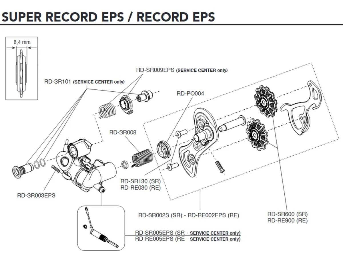 Campagnolo Super Record 11s Rear Derailleur Spare Part RD-SR130 | Derailleur pulley screws, 2 pieces