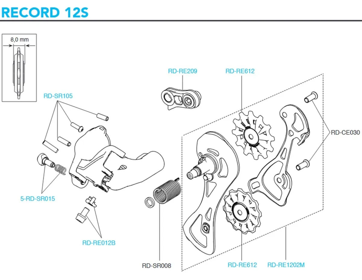 Campagnolo Super Record 12s Rear Derailleur Spare Part RD-SR015 | Spring + Cable Tension Screw