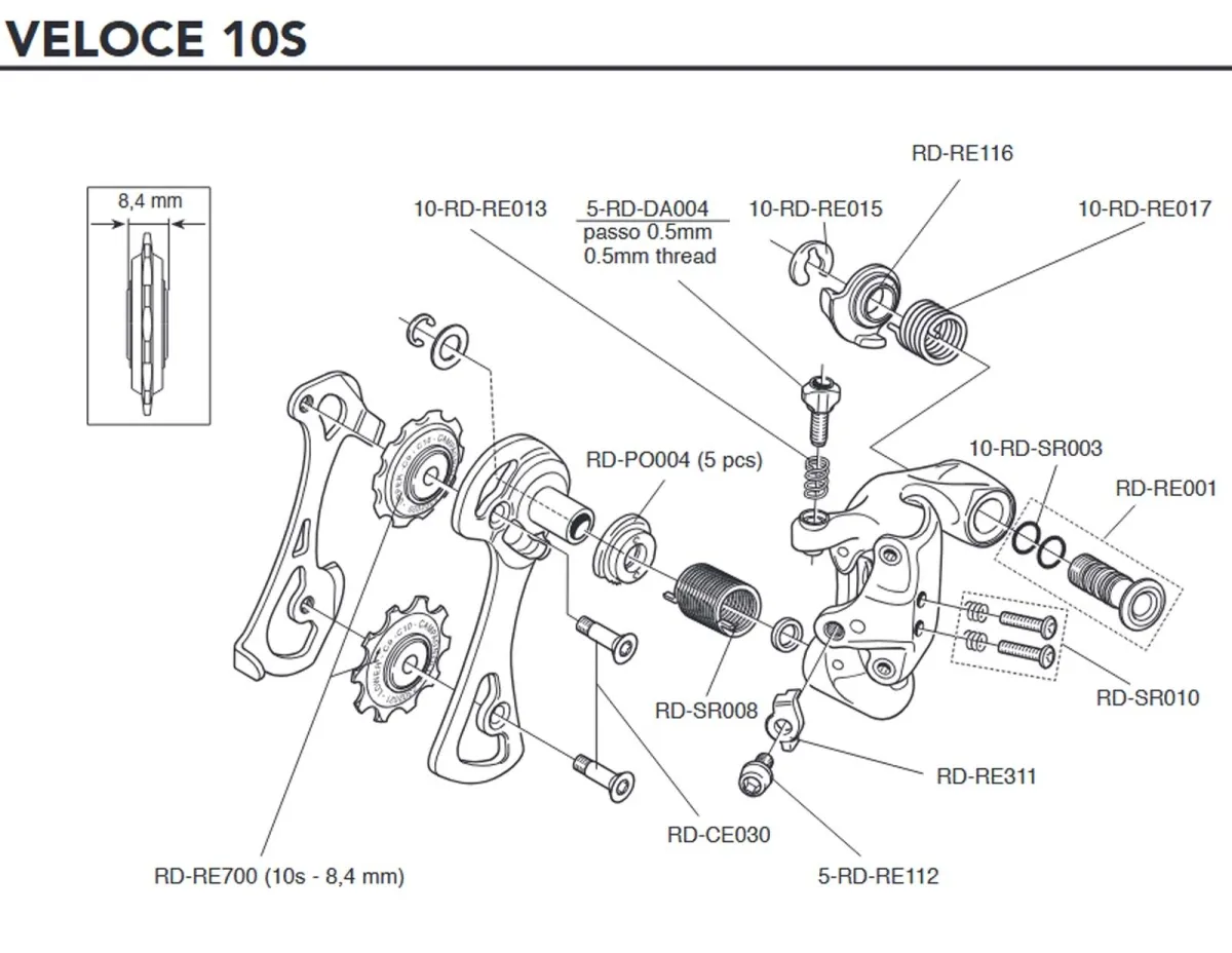 Campagnolo Veloce 10s Rear Derailleur Spare Part RD-SR003 | Sealing ring for fixing bolt, 1 piece