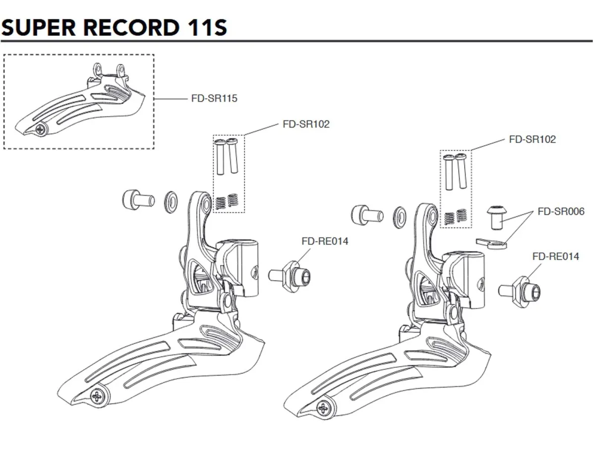Campagnolo 11-speed front derailleur spare part FD-SR102 | Limit screws + springs, 2 pieces