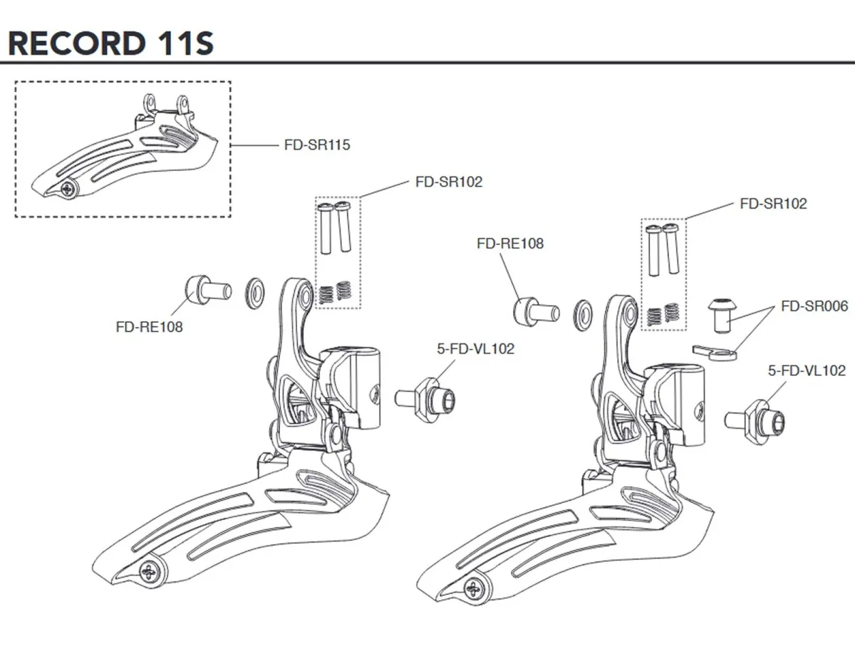 Campagnolo 11-speed front derailleur spare part FD-SR102 | Limit screws + springs, 2 pieces