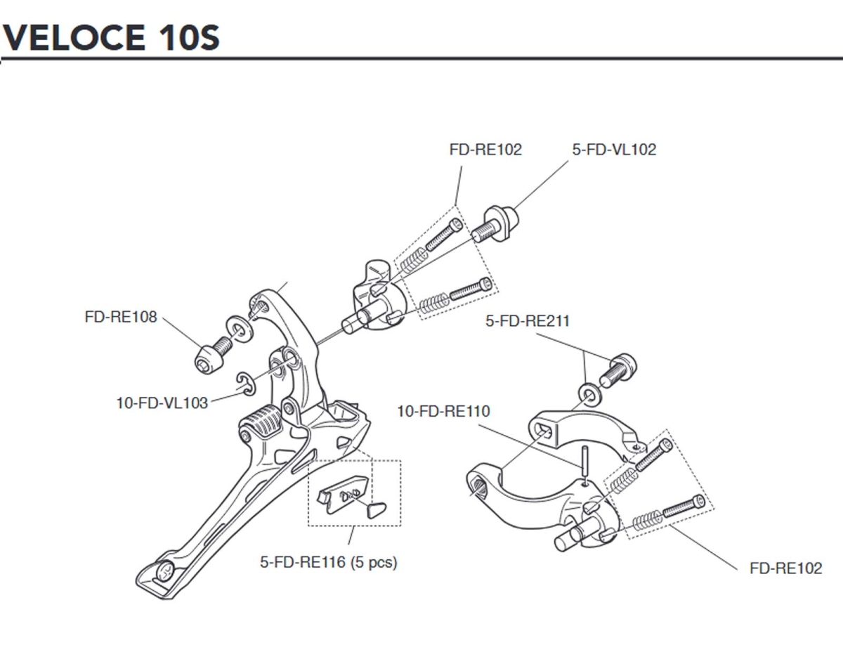 Campagnolo Veloce 10s Front Derailleur Spare Part FD-RE102 | 2 x adjustment screws with springs