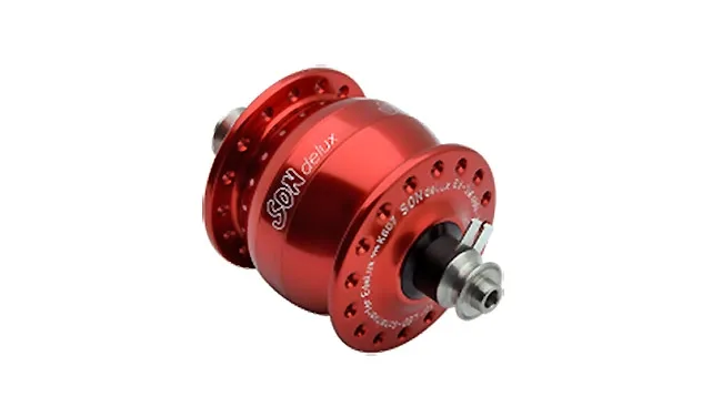 Schmidt SONdelux hub dynamo, red, 32-hole