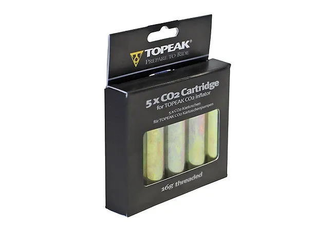 Topeak 5-pack of threaded 16-gram CO₂ cartridges