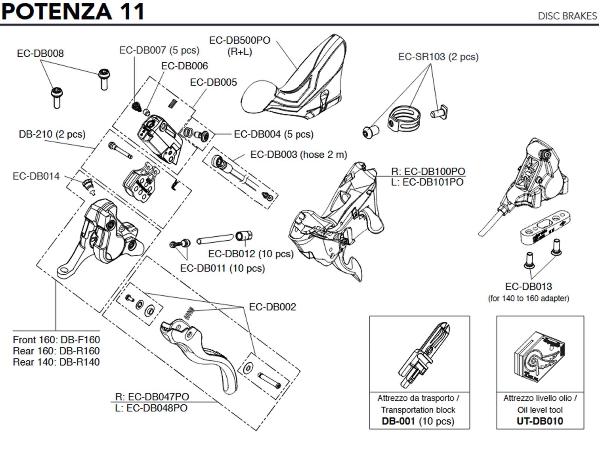 Campagnolo Potenza 11s Brake and Shift Lever Spare Parts Set EC-DB048PO | Left brake lever