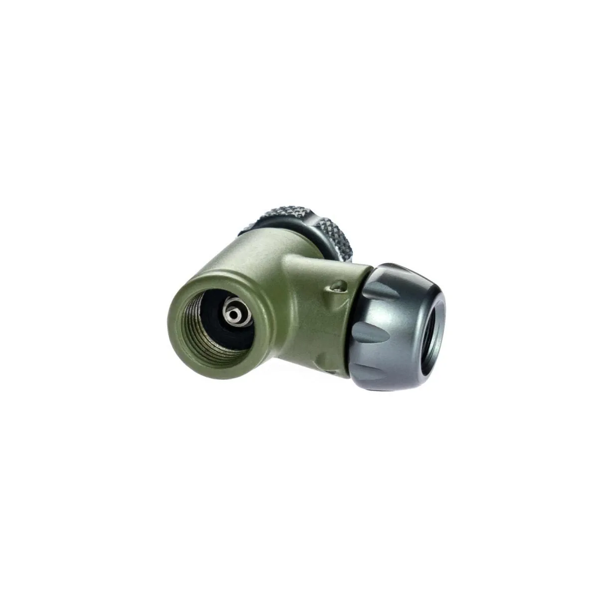 SILCA Eolo IV CO2 cartridge pump head – Presta / Schrader valve with thread, green-grey