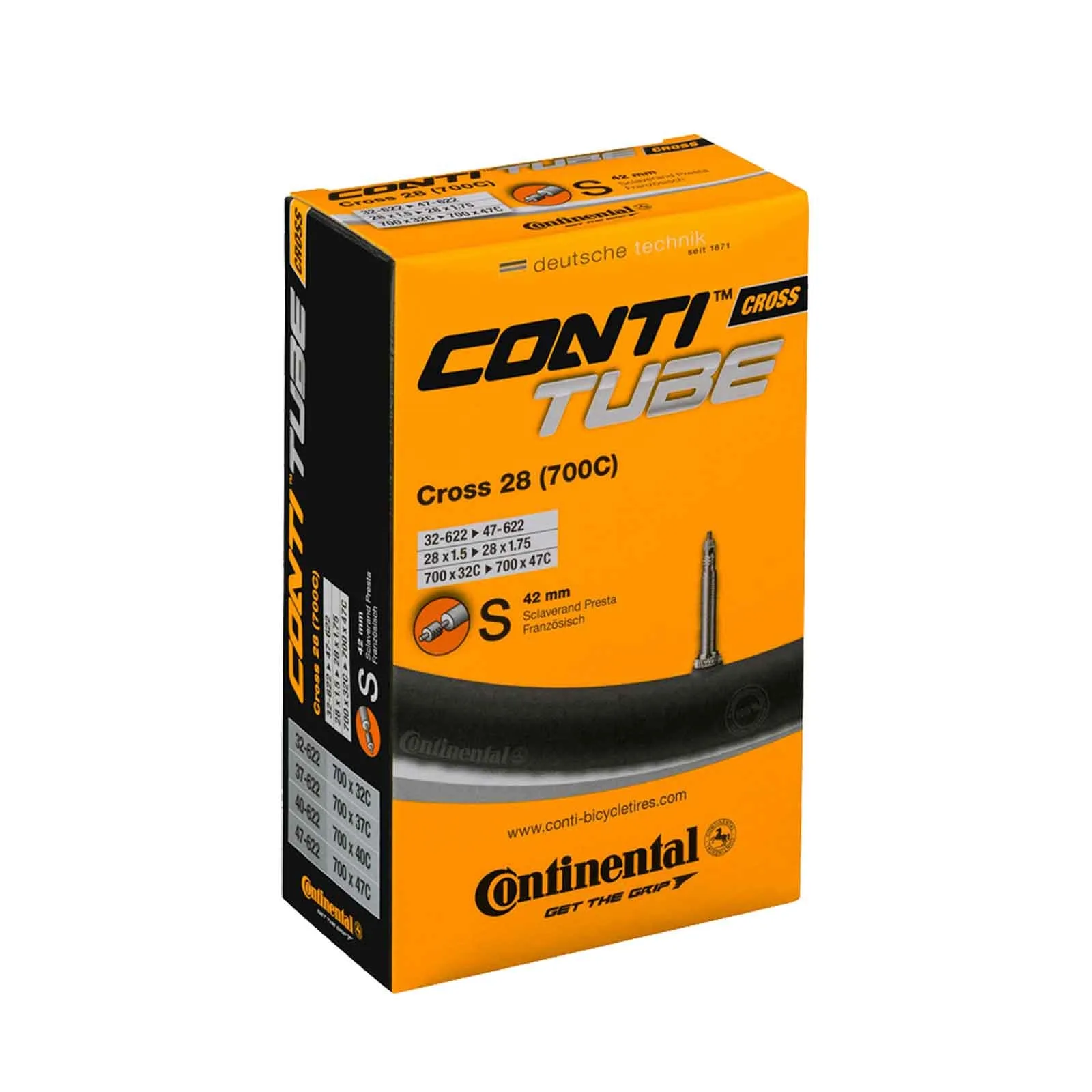 Continental Cross Tube - Gravel Inner Tube 28 inches | 32-47 x 622 Scalverant Valve 42 mm