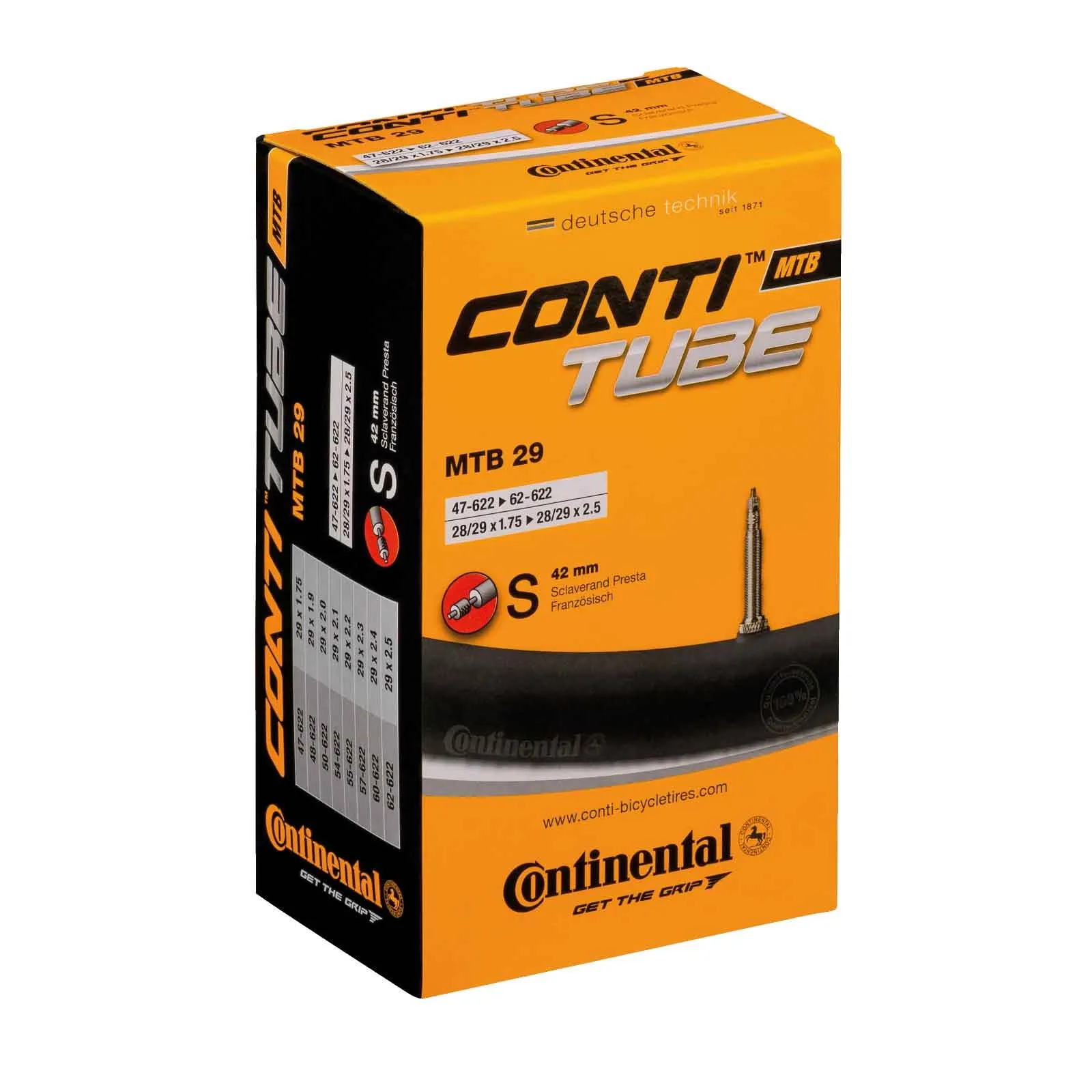 Continental Butyl Inner Tube MTB 29 inches x 1.75–2.5 | Presta valve 60 mm