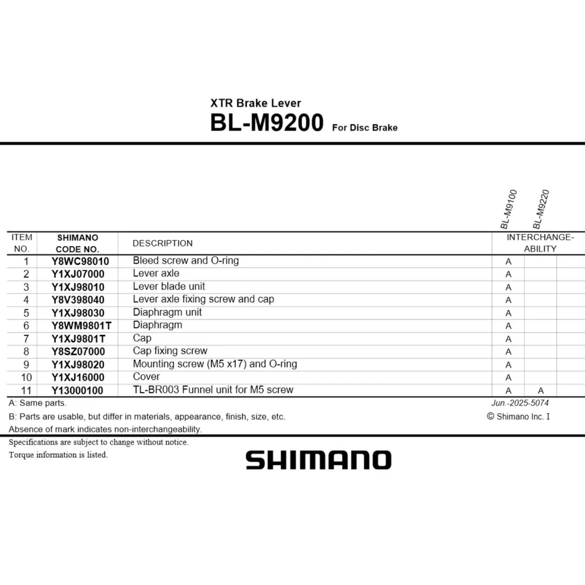 Shimano XTR M9200 XC disc brake set, 2-piston, complete