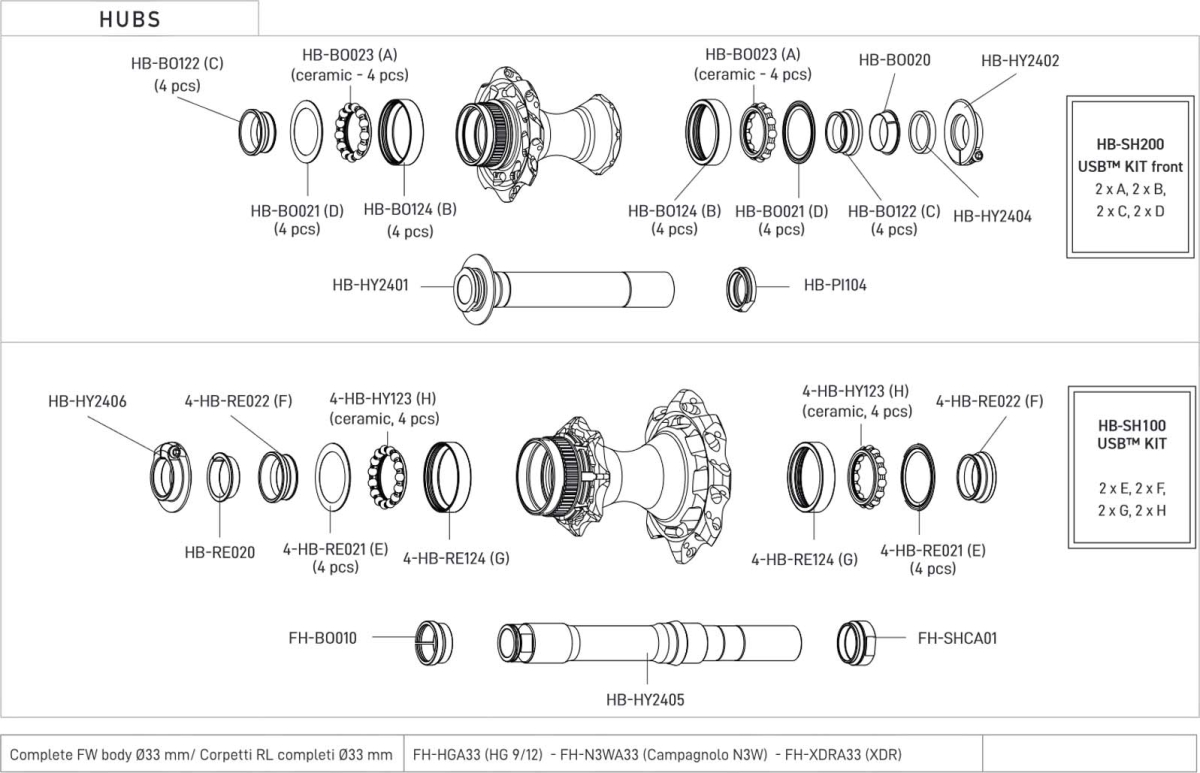 Campagnolo Spare Parts OS Hubs | Steel Ball Bearing Set (4 pieces)