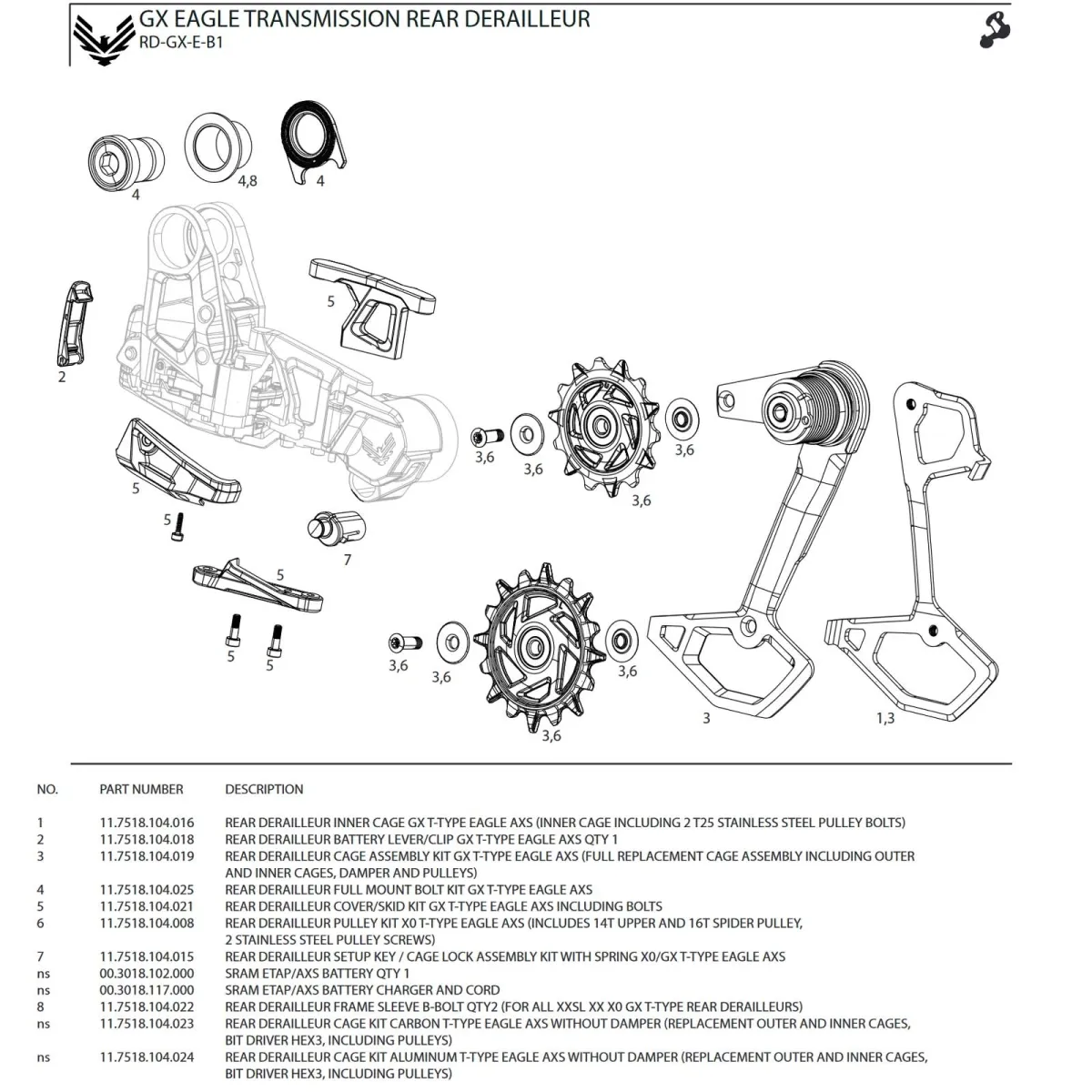 Sram GX Eagle AXS Transmission Rear Derailleur Spare Part | Inner Chain Guide