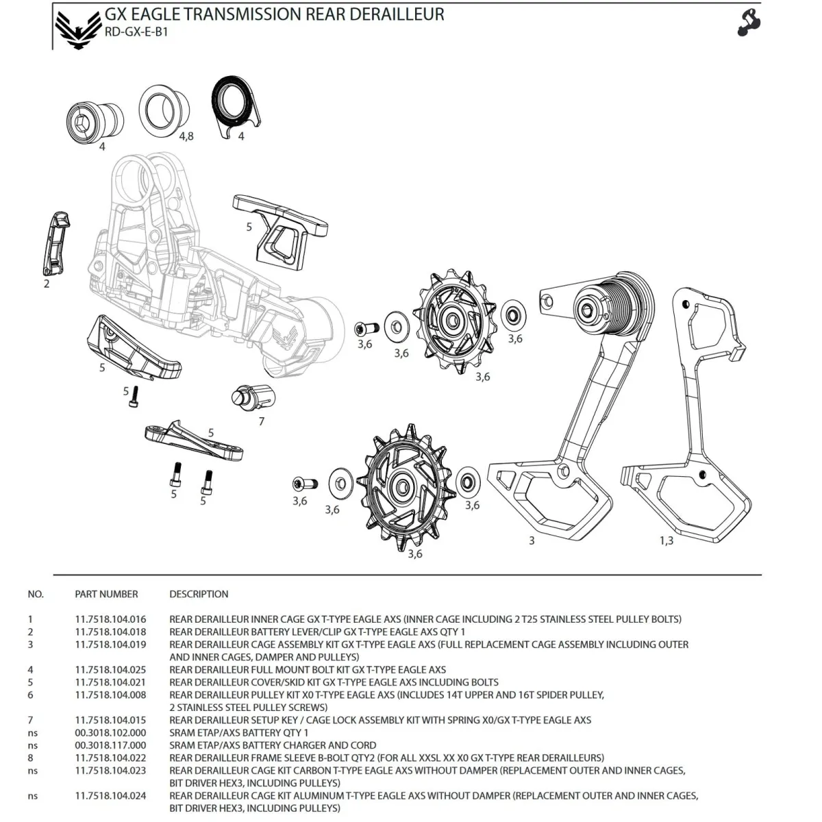 Sram Eagle AXS Transmission Rear Derailleur Spare Part | Carbon Derailleur Arm
