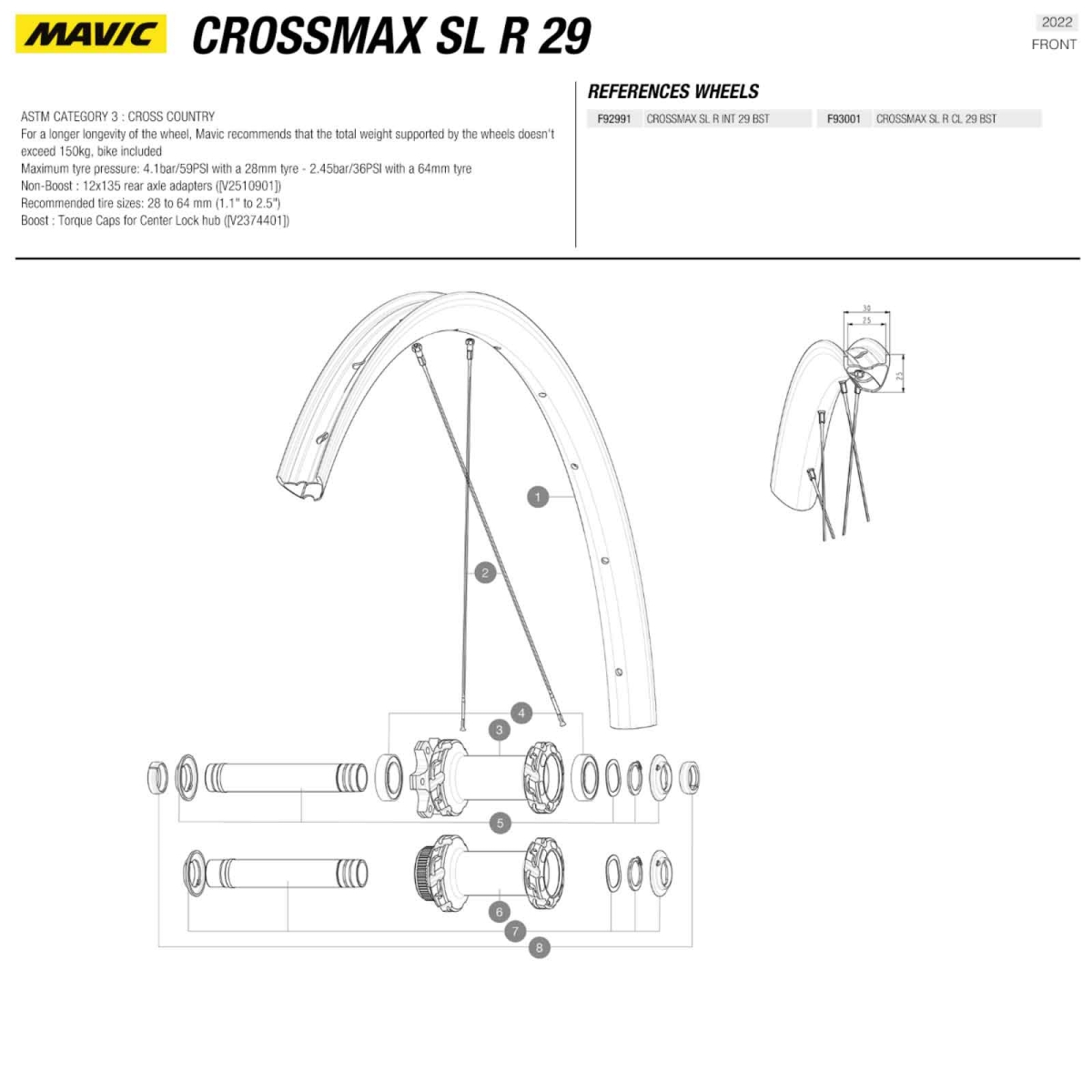 Mavic Crossmax XL R Mod 2022 | 29-inch replacement carbon rim, 24-hole
