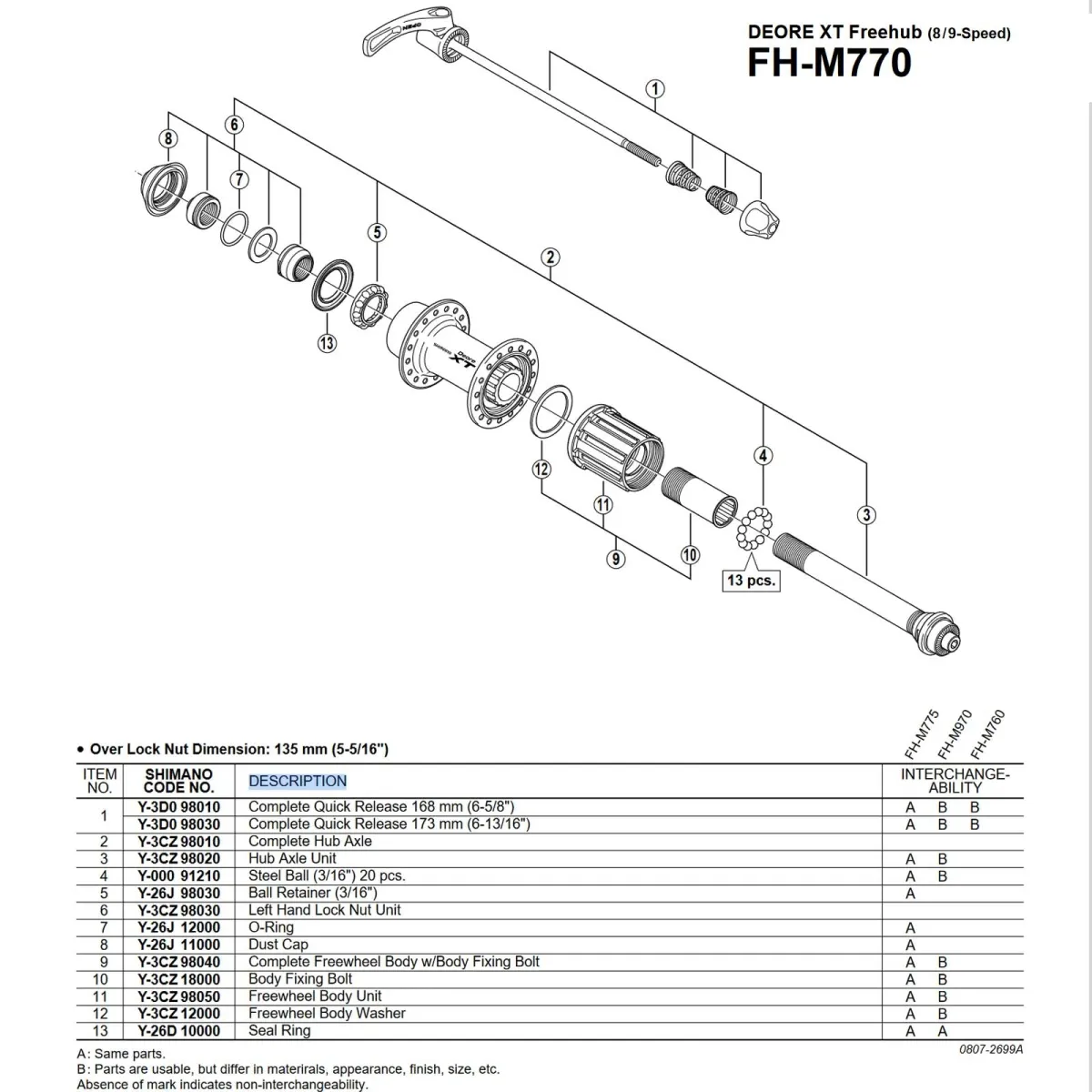 Shimano Ultegra / Deore XT front and rear hub spare part | Ball bearing 3/16 inch