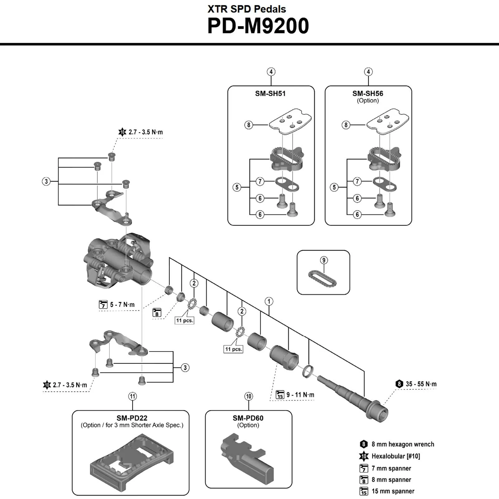 Shimano XTR Pedal Spare Part | Complete right pedal axle