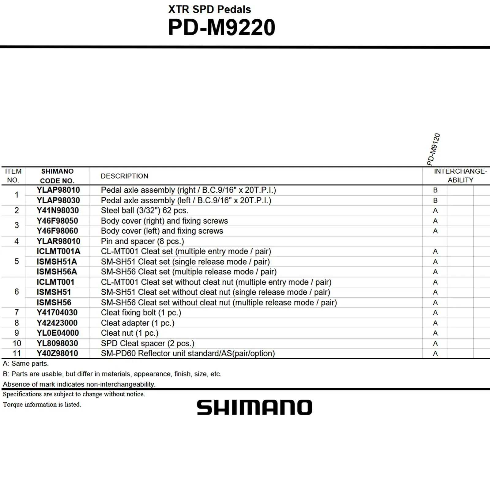 Shimano XTR Pedal Spare Part | Complete right pedal axle