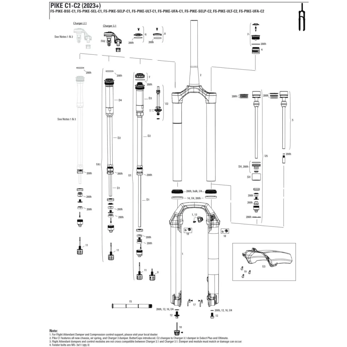 RockShox Charger 3.1 RC2 Conversion Kit 27–29 inch Pike C1–C2