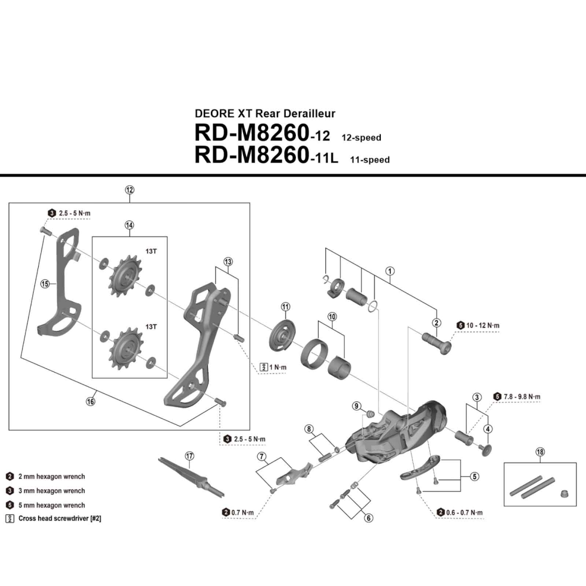 Shimano Deore RD-M6260-12 E-bike Di2 wireless rear derailleur | long cage, 12-speed, max. 51 teeth