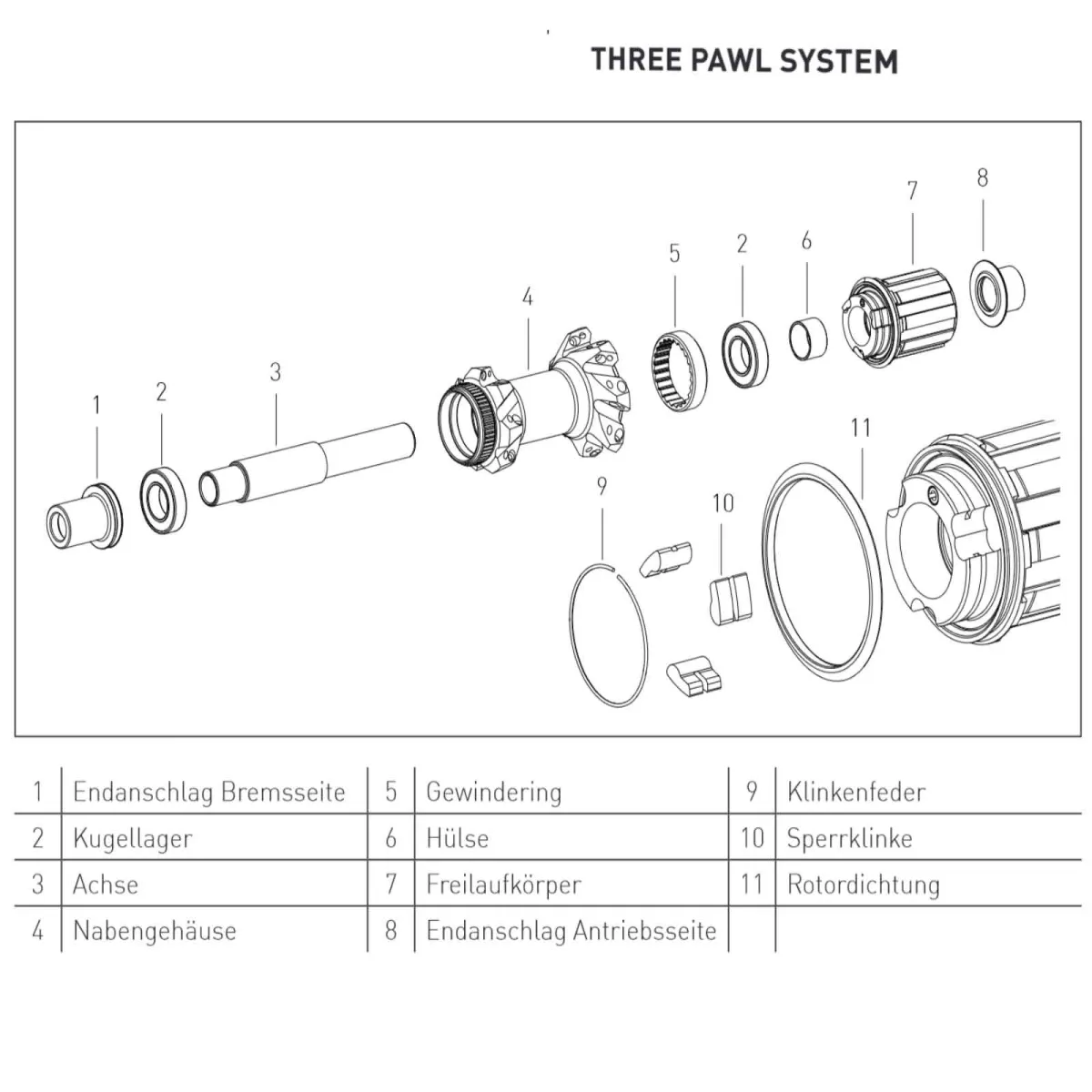 DT Swiss 3-Pawl Freehub Body Kit | Aluminium Road HG11 + Right-hand end stop 12x142mm