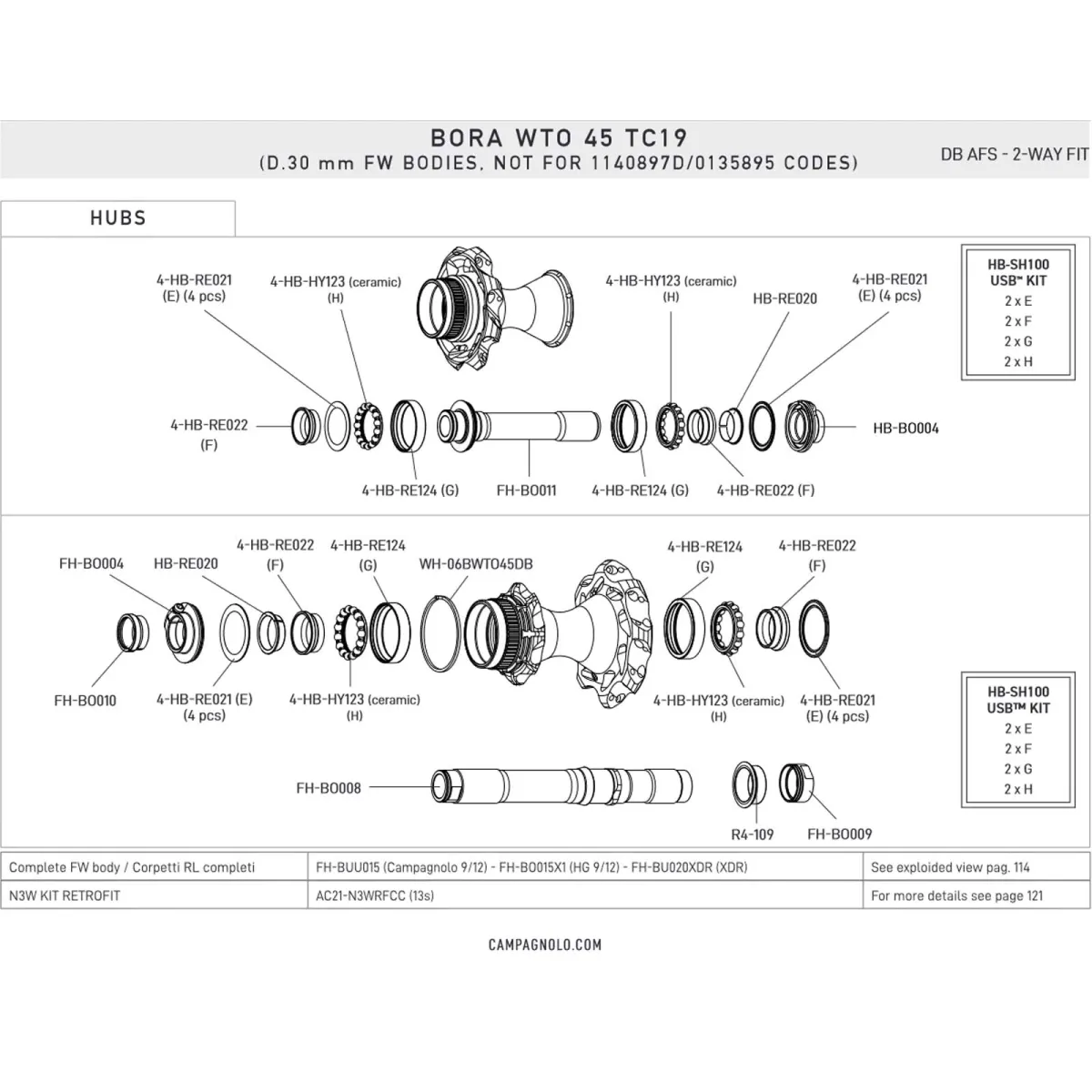 Campagnolo Rear Wheel Retrofit Kit Cone Bearing | N3W Conversion Kit