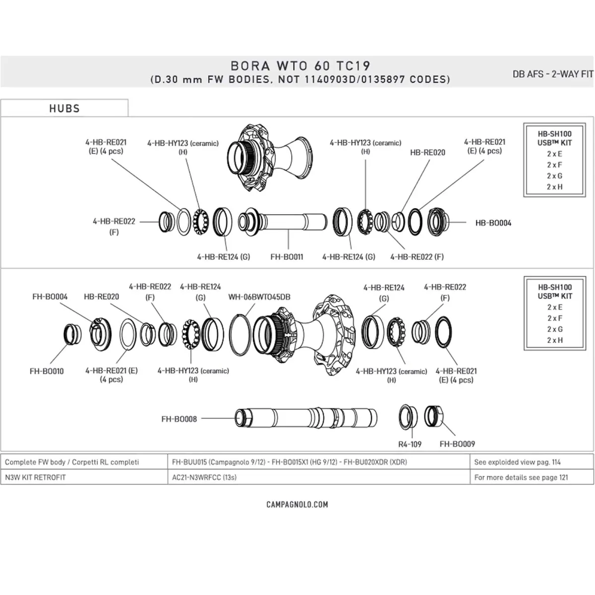 Campagnolo Rear Wheel Retrofit Kit Cone Bearing | N3W Conversion Kit