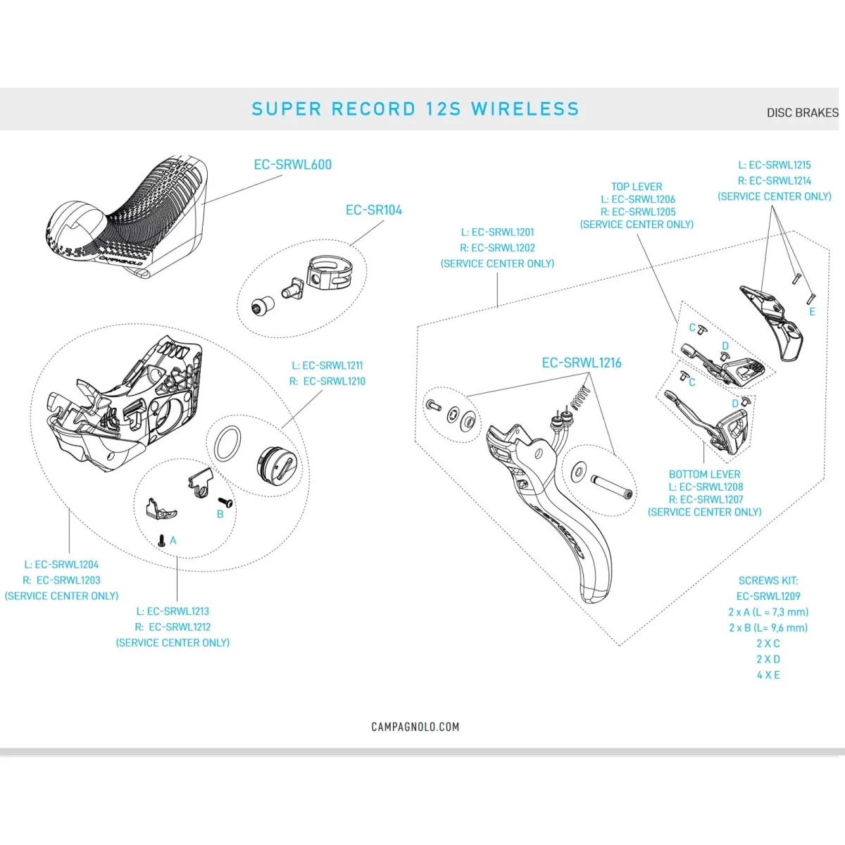 Campagnolo Super Record WRL 12S Brake/Shift Lever Spare Part | Handlebar Clamps (2 pieces)