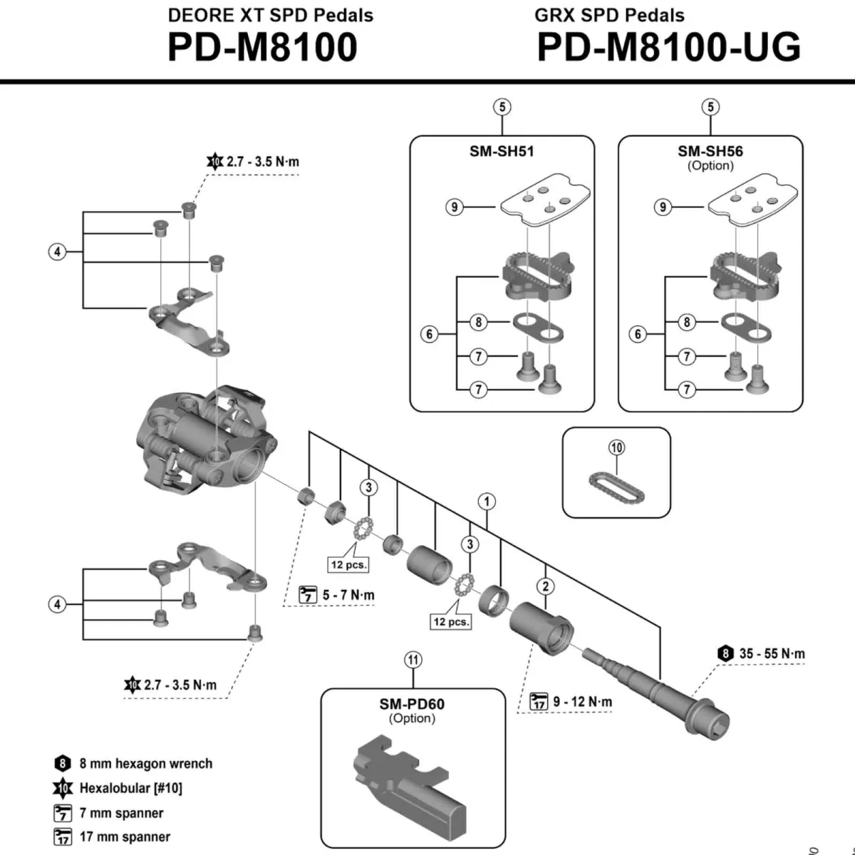 Shimano Deore XT SPD Pedals PD-M8100 | Replacement cleats with screws (left)