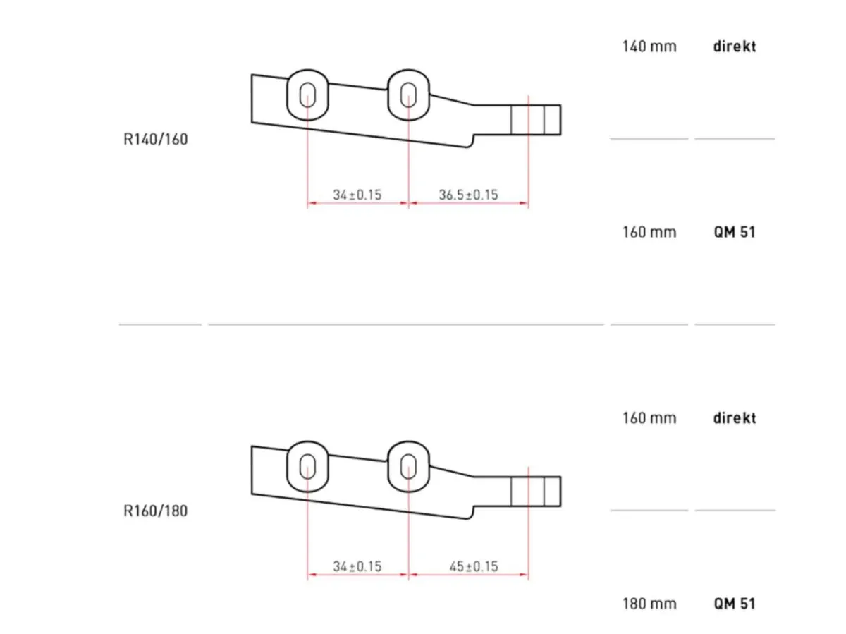 Magura Disc Adapter Flat Mount QM 51 | Rear wheel 160/180 mm incl. screws